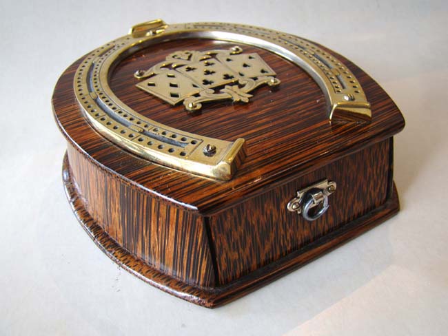 An exquisite Victorian zebra wood cribbage board circa 1890. — image 2